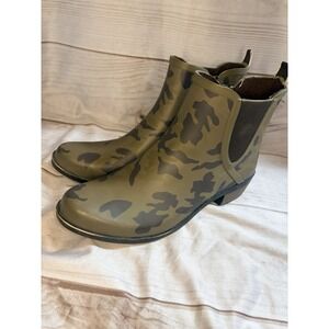 Lucky Brand Camo Rain Boots Chelsea Ankle Rubber Womens 12 Waterproof